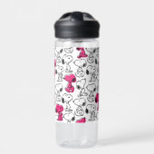 Snoopy Black & Magenta Pattern Waterfles (Voorkant)