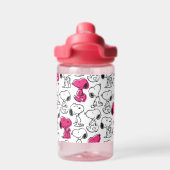Snoopy Black & Magenta Pattern Waterfles (Achterkant)