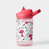 Snoopy Black & Magenta Pattern Waterfles (Links)