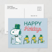 Snoopy Boven Hoed Pepermunt Snoep Feestdagenkaart (Voorkant / Achterkant)