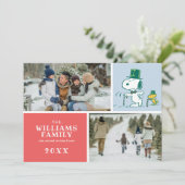 Snoopy Boven Hoed Pepermunt Snoep Feestdagenkaart (Staand voorkant)