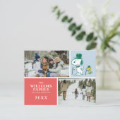 Snoopy Bovenhoed Pepermunt Snoep Feestdagenkaart (Staand voorkant)
