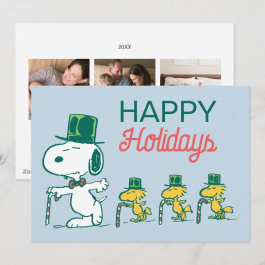 Snoopy Bovenhoed Pepermunt Snoep Feestdagenkaart (Voorkant / Achterkant)