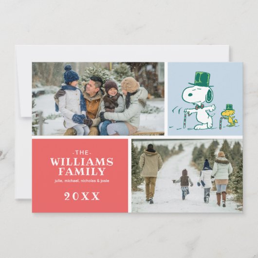 Snoopy Bovenhoed Pepermunt Snoep Feestdagenkaart (Voorkant)