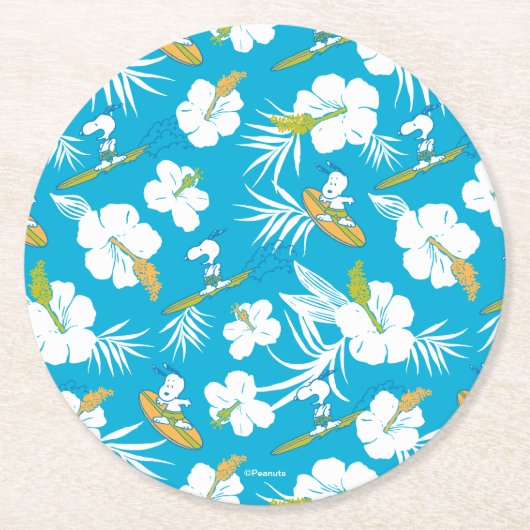Snoopy Brooklyn Beach Pattern Ronde Kartonnen Onderzetter (Voorkant)
