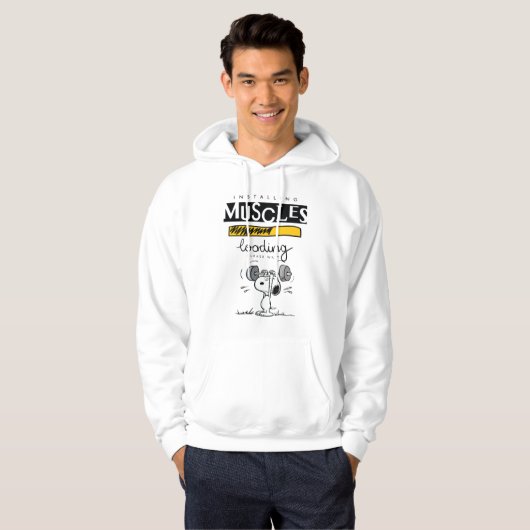 Snoopy Cartoon Lifting Weights Hoodie (Voorkant volledig)