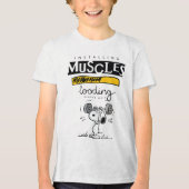 Snoopy Cartoon Lifting Weights Tri-Blend Shirt (Voorkant)