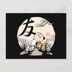 Snoopy, Charlie Brown en Woodstock - Friend Briefkaart