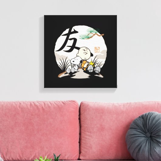 Snoopy, Charlie Brown en Woodstock - Friend Canvas Afdruk (Insitu (Woonkamer))
