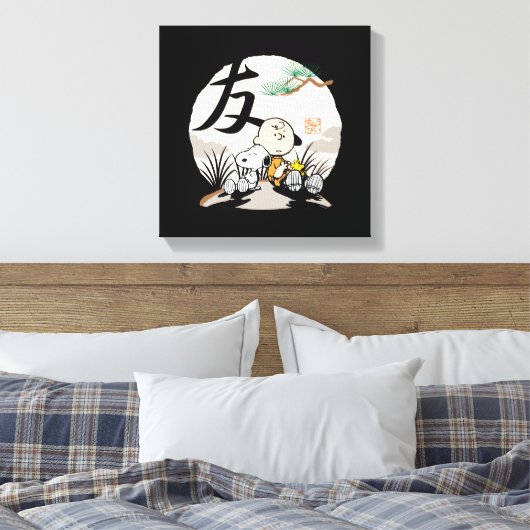 Snoopy, Charlie Brown en Woodstock - Friend Canvas Afdruk (Insitu (Slaapkamer))