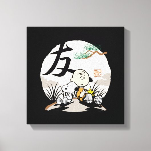 Snoopy, Charlie Brown en Woodstock - Friend Canvas Afdruk (Voorkant)