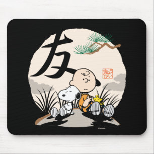 Snoopy, Charlie Brown en Woodstock - Friend Muismat