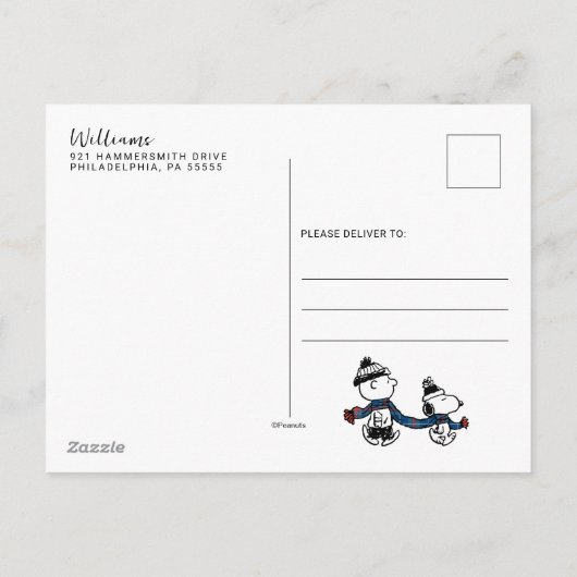 Snoopy & Charlie Winter Sjaal Kerstfoto's Feestdagenkaart (Achterkant)