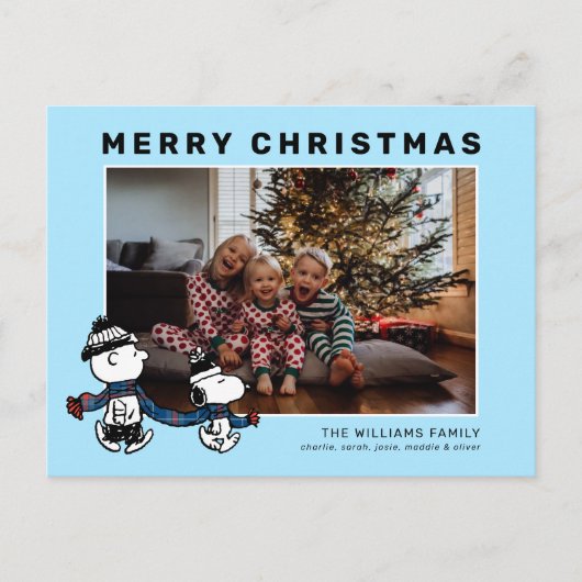 Snoopy & Charlie Winter Sjaal Kerstfoto's Feestdagenkaart (Voorkant)
