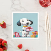 Snoopy, de schattige hond houdt een geschenkdoos v servet (Insitu)