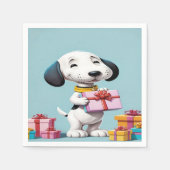 Snoopy, de schattige hond houdt een geschenkdoos v servet (Voorkant)
