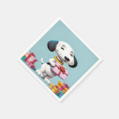 Snoopy, de schattige hond houdt een geschenkdoos v servet (Hoek)