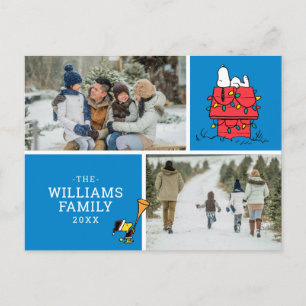 Snoopy Doghouse Kerstmis Familie Foto Collage Feestdagenkaart