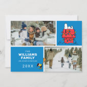 Snoopy Doghouse Kerstmis Familie Foto Collage Feestdagenkaart (Voorkant)