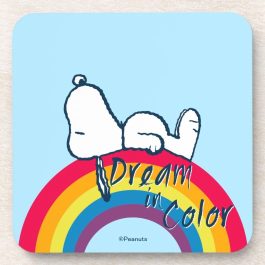Snoopy | Dream in kleurenregenboog Bier Onderzetter (Voorkant)