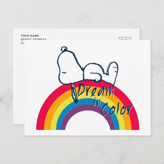 Snoopy | Dream in kleurenregenboog Briefkaart (Voorkant / Achterkant)