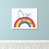 Snoopy | Dream in kleurenregenboog Canvas Afdruk (Insitu (Houten vloer))
