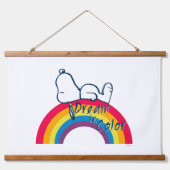 Snoopy | Dream in kleurenregenboog Hangend Wandkleed (Voorkant)