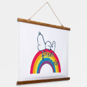 Snoopy | Dream in kleurenregenboog Hangend Wandkleed (Gebogen)