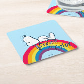 Snoopy | Dream in kleurenregenboog Kartonnen Onderzetters (Schuin)