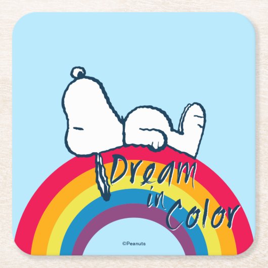 Snoopy | Dream in kleurenregenboog Kartonnen Onderzetters (Voorkant)