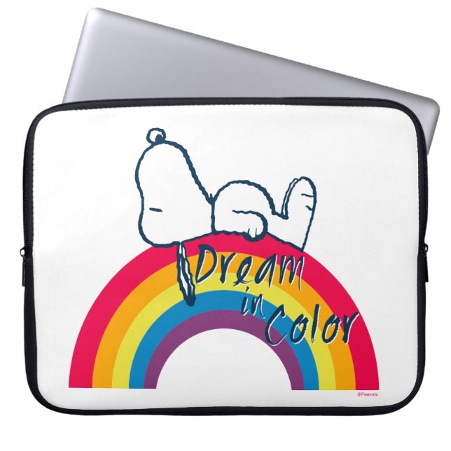 Snoopy | Dream in kleurenregenboog Laptop Sleeve (Voorkant)