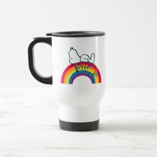 Snoopy Dream in kleurenregenboog Reisbeker