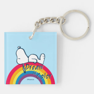 Snoopy Dream in kleurenregenboog Sleutelhanger