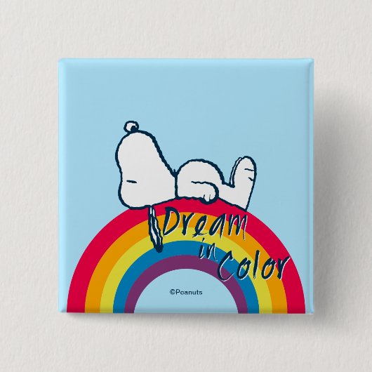 Snoopy | Dream in kleurenregenboog Vierkante Button 5,1 Cm (Voorkant)
