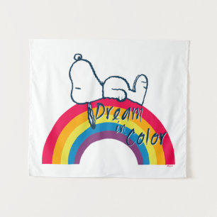 Snoopy   Dream in kleurenregenboog Wandkleed