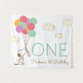 Snoopy en Ballonnen 1e verjaardag Wandkleed (Voorkant (horizontaal))