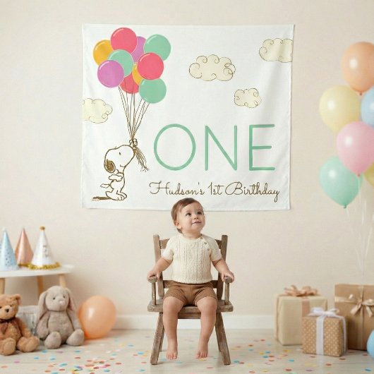 Snoopy en Ballonnen 1e verjaardag Wandkleed