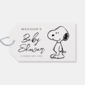 Snoopy en Ballonnen Baby Shower Cadeaulabel (Achterkant Horizontaal)