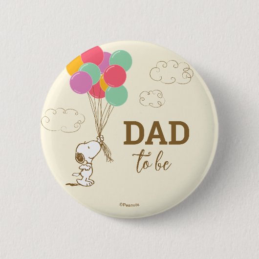 Snoopy en ballonnen Baby shower Papa To Be Ronde Button 5,7 Cm (Voorkant)
