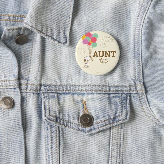 Snoopy en ballonnen Baby shower tante Ronde Button 5,7 Cm (In situ)