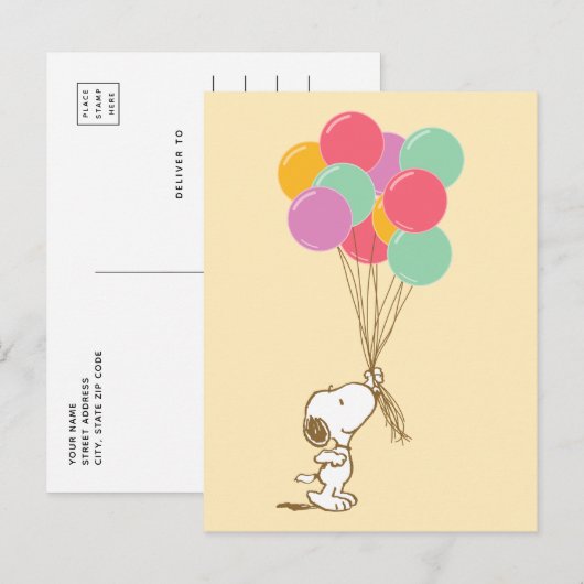 Snoopy en ballonnen briefkaart (Voorkant / Achterkant)