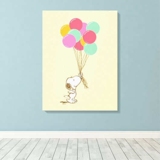 Snoopy en ballonnen canvas afdruk (Insitu (Houten vloer))