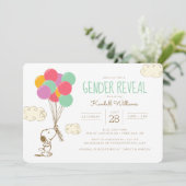 Snoopy en ballonnen Geslacht onthullen Baby shower Kaart (Staand voorkant)