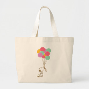 Snoopy en ballonnen grote tote bag