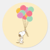 Snoopy en ballonnen ronde sticker (Voorkant)