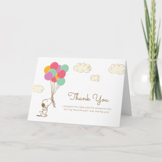 Snoopy en ballonnen verjaardag bedankkaart (Voorkant)