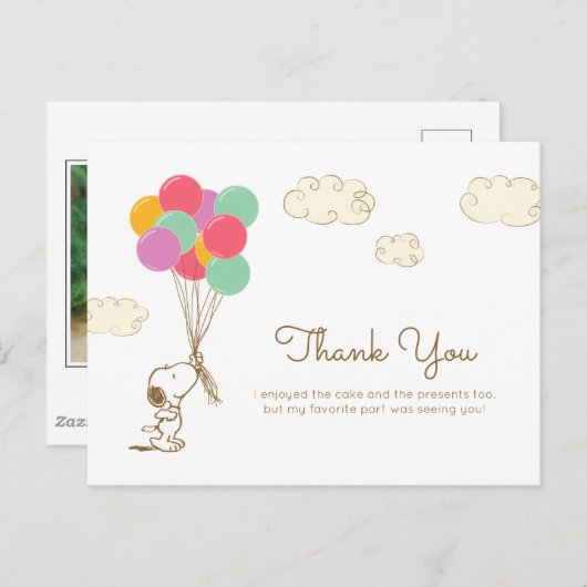 Snoopy en Ballonnen Verjaardag Briefkaart (Voorkant / Achterkant)