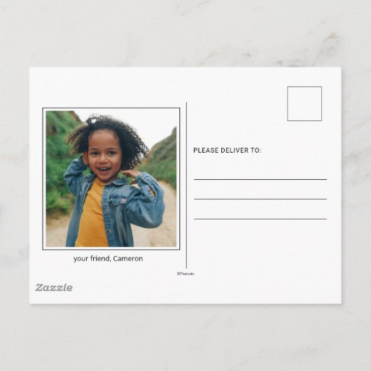 Snoopy en Ballonnen Verjaardag Briefkaart (Achterkant)