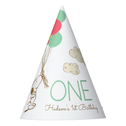 Snoopy en Balloons 1e verjaardag Feesthoedjes (Voorkant)