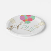 Snoopy en Balloons 1e verjaardag Papieren Bordje (Gekanteld)